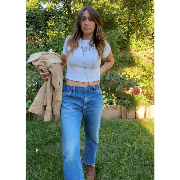 Vintage Wrangler Cropped Raw Edge Hem Straight Leg Jeans - Picture 6 of 11